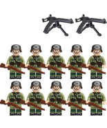 10pcs WW1 Guerrilla Soldiers Minifigure with Rifles &amp; 2 Maxim Guns - $18.68