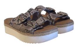 Clarks Womens Lana Beach Platform Sandals Size 8 1/2M Brown Snake Print Buckles - £25.29 GBP
