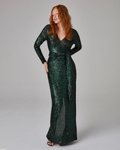 Naeem Khan Emerald Green Sequin Gown Dress Size 8 Retails $3,995 - $989.99