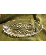 Oval Crystal Dish with a Star Flower Center MINT - £27.09 GBP