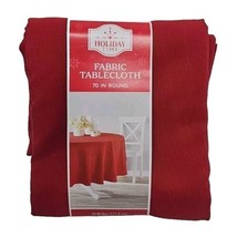 Holiday Time 70 In Round Fabric Tablecloth Holiday Christmas New - $17.81