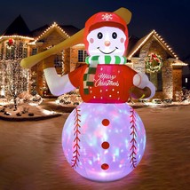6Ft Christmas Inflatables Outdoor Decorations, Inflatable Baseball Snowman Blow  - £79.08 GBP