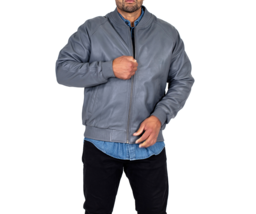 Gray Motorcycle Men Leather Handmade Designer Biker Jacket Stylish Lambskin - £84.77 GBP