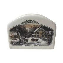 Currier &amp; Ives Stoneware Napkins Holder Porcelain Museum Of New York City - £10.15 GBP