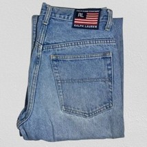 Vtg Polo Ralph Lauren Mens Jeans Light Wash Vintage Denim Straight Blue - $24.74