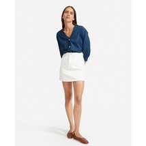 Everlane Womens The Silky Cotton Lantern Top Button Front 3/4 Sleeve Blue 8 - £33.99 GBP