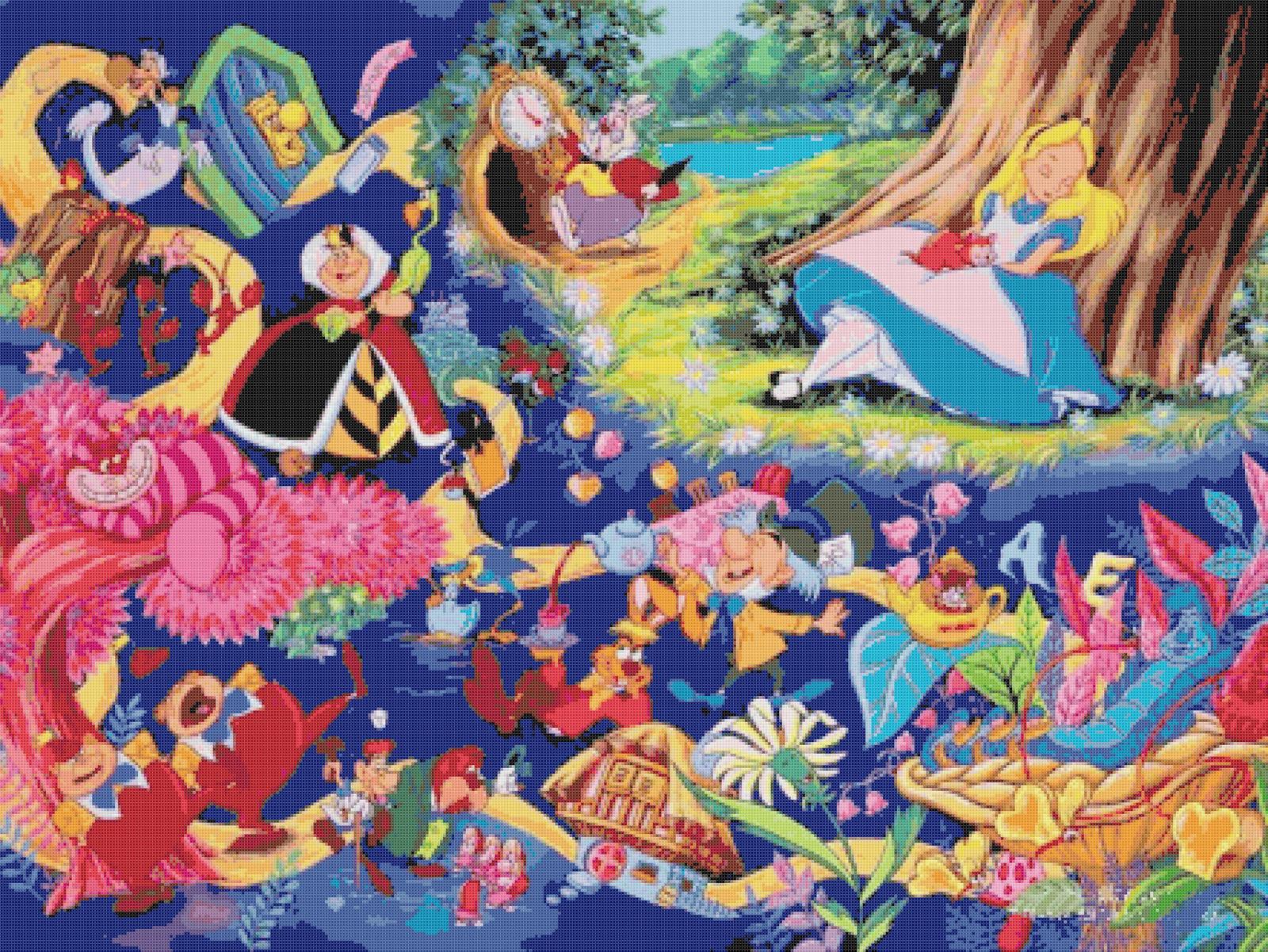 counted cross stitch pattern alice in wonderland chart 441x331 stitches BN865