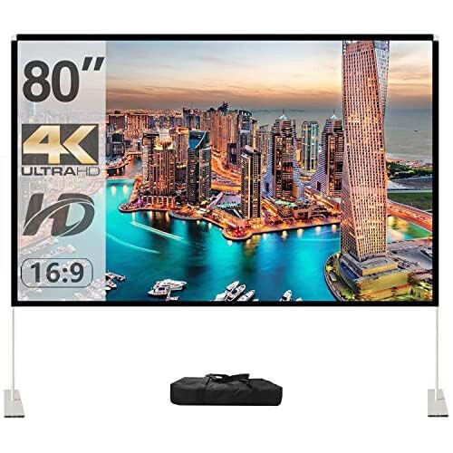 16:9 4K HD Projections Movies Screen with Carry Bag for Indoor Outdoor H... - $161.96