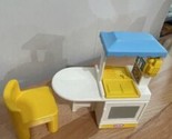 Vtg Little Tikes Dollhouse Party Kitchen Stove Sink Phone Blue/ Yellow w... - £23.15 GBP