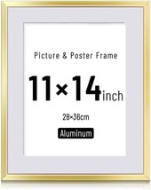 11x14 Inch Aluminum Picture Frame, Gold Poster Frame for Horizontal or Vertical - £7.76 GBP