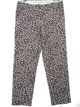 J.Crew Leopard Print Cafe Capri Pants 100% Linen Zip Front Size 4 - £13.33 GBP