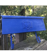 Mid Century Vtg Blue metal ornate flip top Wall Mount Mailbox Newspaper ... - $50.89 CAD