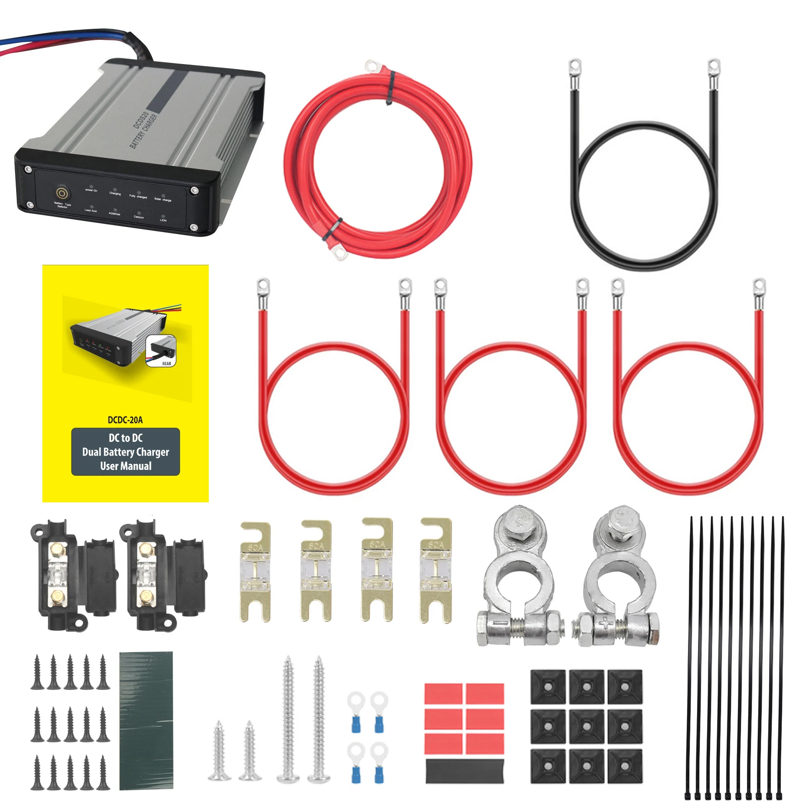 3 Meters 12V DC to DC Dual Battery Charger Kits with Built-In Solar MPPT - £124.87 GBP