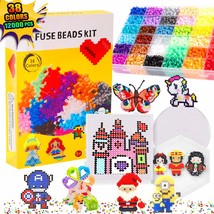 Fuse Beads Craft Kit Melty Fusion Colored Beads- 12,000Pcs 38 Colors Pearler Cra - £30.36 GBP