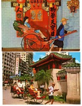 2 Color Postcards Hong Kong City Views Rickshaws Unposted - £4.00 GBP