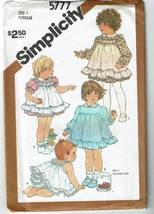 Simplicity Sewing Pattern 5777 Dress Pinafore Panties Toddler Size 1 - $8.15