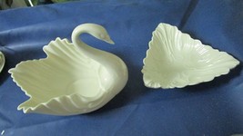 Compatible with Lenox SWAN Centerpiece and Three Sided Dish Leaf Embossed 2 PCS - $38.21