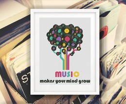 Music cross stitch vinyl tree pattern pdf - Music Wave cross stitch hippie  - £2.80 GBP