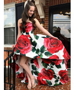 Hi Low Spaghetti Straps Homecoming Dresses Prom Dresses with Floral Rose - £121.87 GBP+