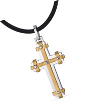 Cross Pendant for Men and Women, Custom Two-Tone Steel - £76.02 GBP