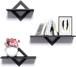 Wall Shelves Set Of 3 In Piorlado Black, Wall Mounted Shelves, And Living Room. - £35.32 GBP