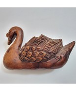 Vintage Hand Carved Wood Swawn Duck Planter Voltive Candle Holder Decor ... - $26.55