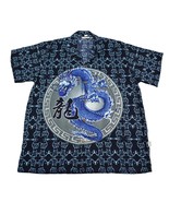 VLVWATV Shirt Mens XL Dragon Warrior Print Short Sleeve Button Front Club Casual - $29.70