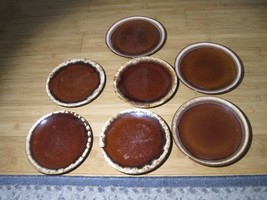 7 Vintage Brown Drip Glaze Salad/Bread Plates. Four (4) are oven proof. - £43.14 GBP