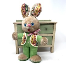 VTG 60s Knickerbocker Bunny w Vest Plush Stuffed Standing Easter Rabbit - £26.52 GBP