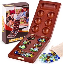 Update Mancala Board Game Set with Folding Rubber Wood Board 72 8 Multi Color Gl - £34.82 GBP