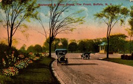 VINTAGE POSTCARD- BOULEVARD AND BAND STAND, THE FRONT, BUFFALO, NY BK66 - £4.15 GBP