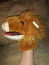 GIE Lion Head Hand Puppet Plush 9&quot; Hook &amp; Loop Mouth King Of Jungle Stuf... - $29.69