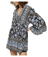 SM Free People Moonlight Printed Minidress Blue/Black Combo BNWTS $108 O... - €21,33 EUR