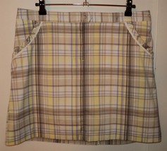 IZOD Beige/Yellow/Purple Plaid COOL FX Microfiber Stretch GOLF Skort/Shorts (6) - £11.43 GBP