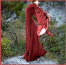 Medieval Wide Long Sleeved Floor Length Red Linen Gothic Chemise Underga... - $78.95