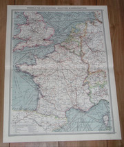 1908 Antique Map Of France Netherlands Holland Belgium Industry Transportation - $27.31