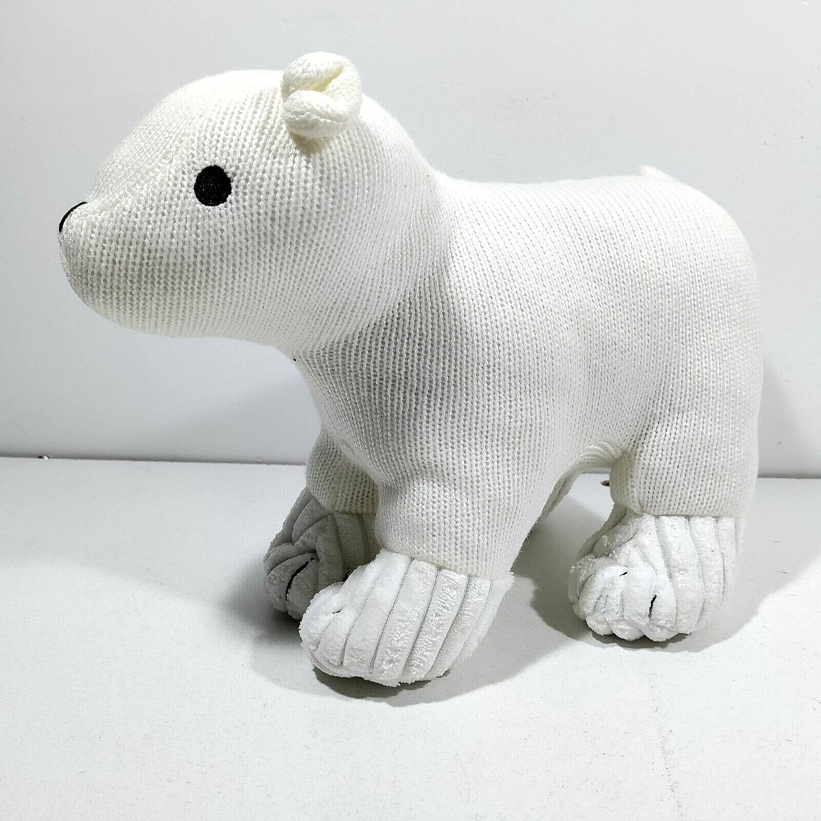 Polar Bear Plush Knitted Stuffed Animal 8" Tall White Toy - $17.82