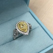 GIA 1.94 Ct Pear Light Yellow Diamond Engagement Ring 18k Gold - £4,603.34 GBP