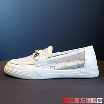 Women&#39;s Flatform White Shoes Summer Korean Breathable Soft Bottom Leather Loafer - £32.37 GBP