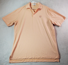 Peter Millar Polo Shirt Men Large Orange Knit Polyester Short Sleeve Logo Collar - £14.89 GBP