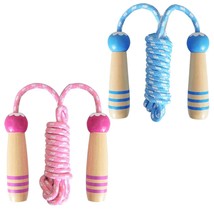 2 Pcs Jumping Rope For Kids, Adjustable Skipping Ropes With Wooden Handle Cotton - £18.09 GBP