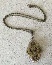 Steampunk Gears Small Rectangular Locket Pendant Necklace - $8.50
