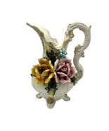 Vintage Rose Capodimonte Made in Italy Porcelain Flowers Vase / Pitcher - £74.42 GBP