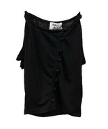 PRINCESS POLLY Women's Black Loop Button Down 1/4 Sleeve Blouse Top Size 2 EUC - $10.36