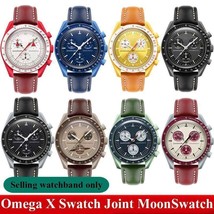 Genuine Leather Watch Strap Fit for Omega X Swatch Joint Moon Vintage Ba... - $20.56+