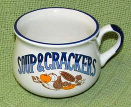 Vintage Soup &amp; Crackers Mug Ceramic Coffee Cup Fall Vegetable Design Hot Or Cold - £5.65 GBP