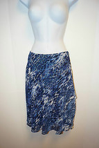 JONES NEW YORK Stardust Blue Black 2 Tier Chiffon Lined Long Skirt 6P Wo... - $23.09