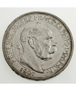 1907 Hongrie 5 Korona Pièce Argent Réamorçage 40th Anniversaire Au État - $236.14