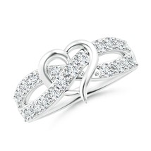 Angara Lab-Grown 0.79 Ct Round Diamond Criss Cross Heart Promise Ring in... - £459.47 GBP