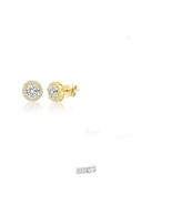 CZ Cubic Zirconia Round &amp; Square Duo Stud Earring Set Gold Sterling Silv... - $24.67 CAD